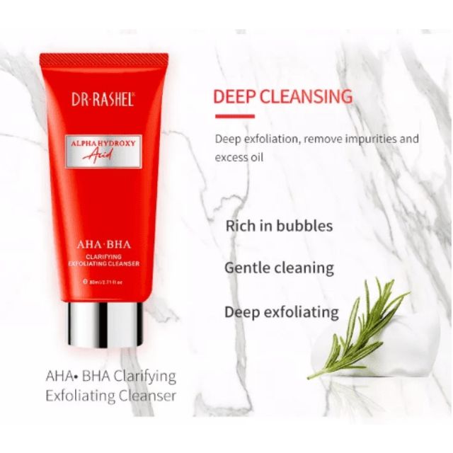 Dr. Rashel AHA BHA Clarifying Exfoliating Facial Cleanser Alpha Hydroxy Acid Unclog Pores Blemishes Acne prone face skin Care