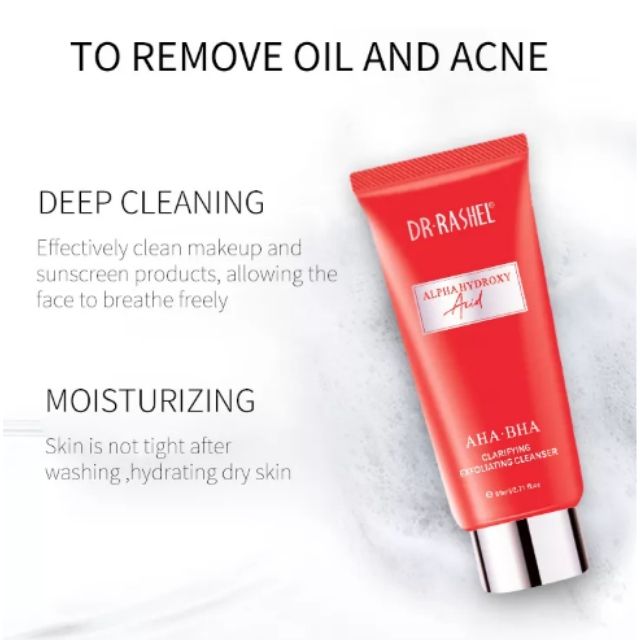 Dr. Rashel AHA BHA Clarifying Exfoliating Facial Cleanser Alpha Hydroxy Acid Unclog Pores Blemishes Acne prone face skin Care