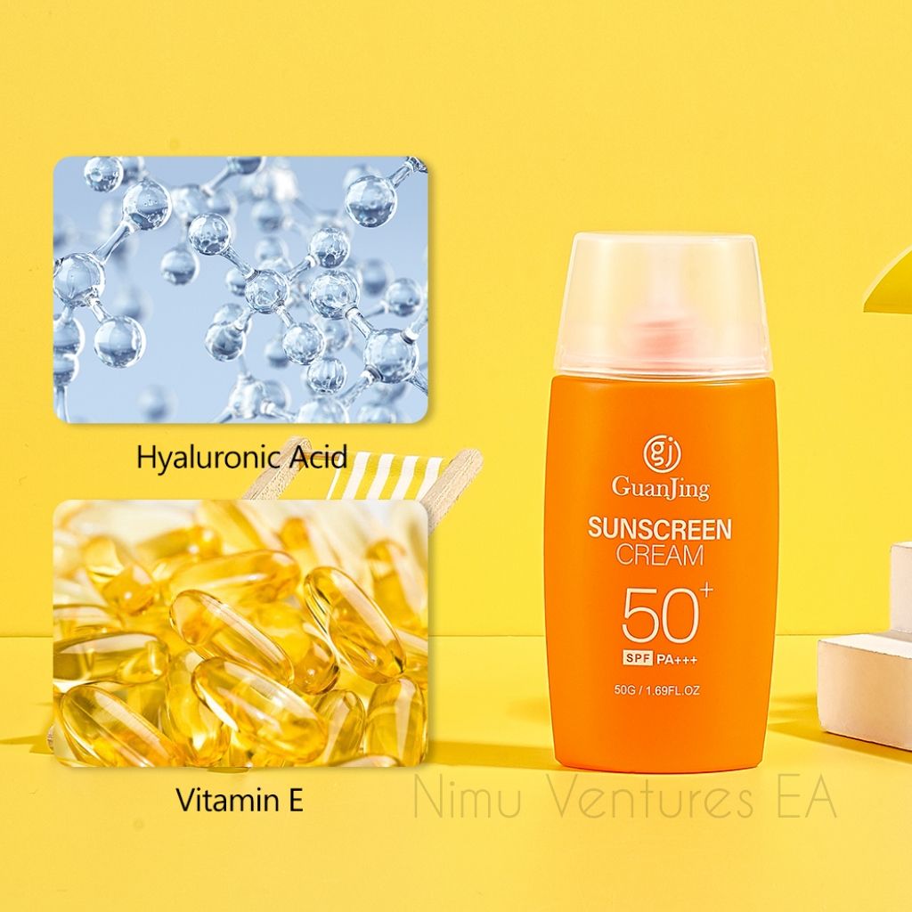Anti-Aging Sunscreen Cream with Hyaluronic acid & Vitamin E moisturizing Brightening Cream Sun Protection SPF 50+ UV Sunblock - Guanjing