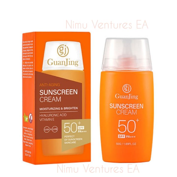 Anti-Aging Sunscreen Cream with Hyaluronic acid & Vitamin E moisturizing Brightening Cream Sun Protection SPF 50+ UV Sunblock - Guanjing