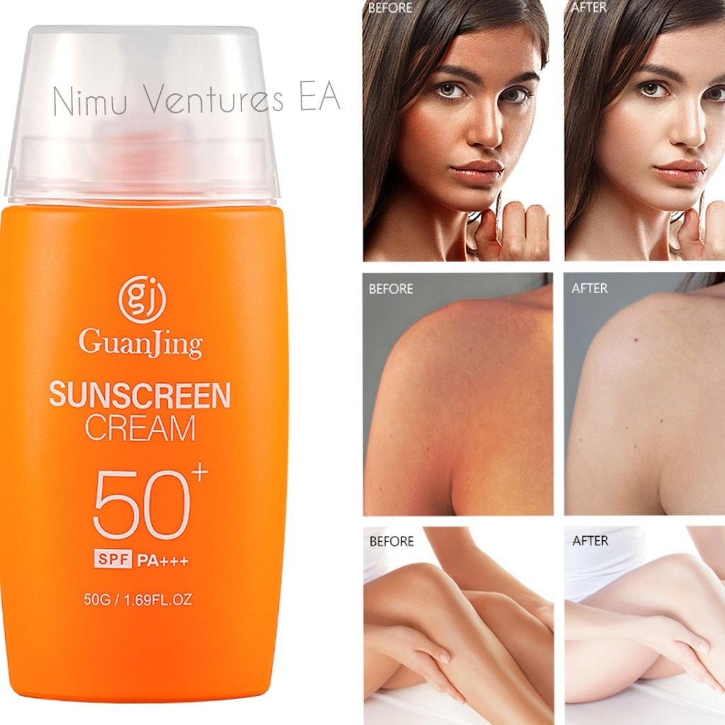 Anti-Aging Sunscreen Cream with Hyaluronic acid & Vitamin E moisturizing Brightening Cream Sun Protection SPF 50+ UV Sunblock - Guanjing
