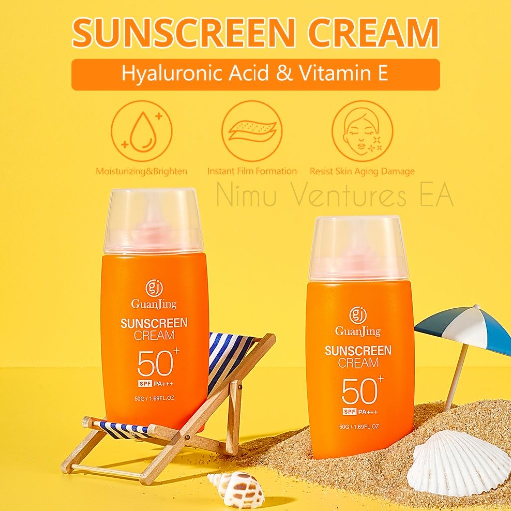 Anti-Aging Sunscreen Cream with Hyaluronic acid & Vitamin E moisturizing Brightening Cream Sun Protection SPF 50+ UV Sunblock - Guanjing