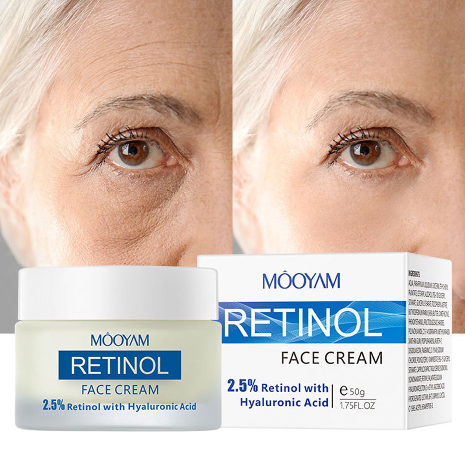 MOOYAM 2.5% Retinol With Hyaluronic Acid Face Cream Wrinkle Remove Anti-aging Moisturizing Firming Lifting Cream