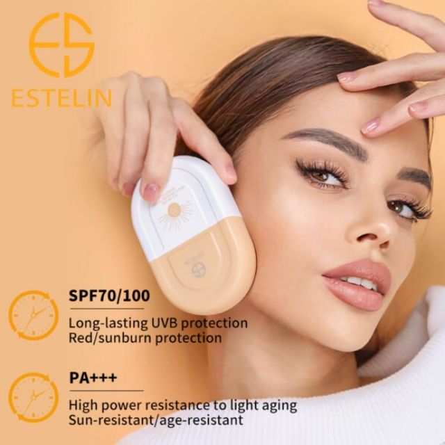 Estelin Sunscreen All-In-One Multi-Defense Tinted SPF 70 PA+++ Skin Sunblock UV Sunburn Protection Sun Cream