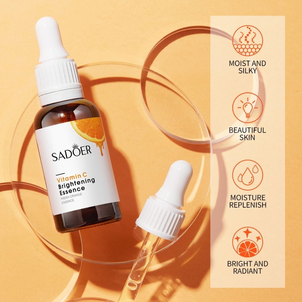 4 in 1 Sadoer Vitamin C Face Brightening Serum + 3 PCS Salicylic Acid Sheet Masks - Vitamin C Essence Serum Mabox alternative Moisturizing Serum For Radiant Skin Acne Repair Hydrate Mask