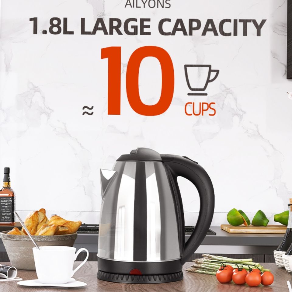 AILYONS 1.8 L Electric Kettle Water Heater & Boiler Jug- coil less water kettle heating jug silver