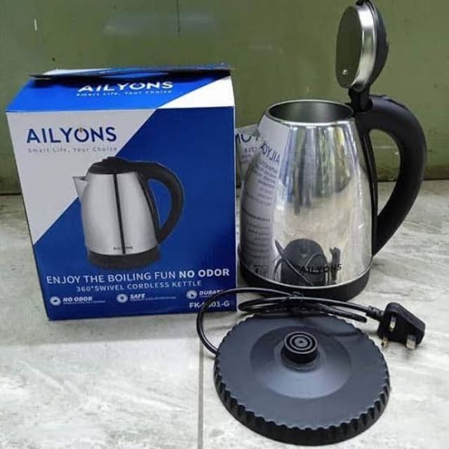AILYONS 1.8 L Electric Kettle Water Heater & Boiler Jug- coil less water kettle heating jug silver