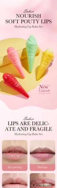 Strawberry Lip Balm Moisturizing Anti Chap Lipstick Hydrating Repair Nourishing Ice Cream Shape Lips Skin Care - Sadoer view 4