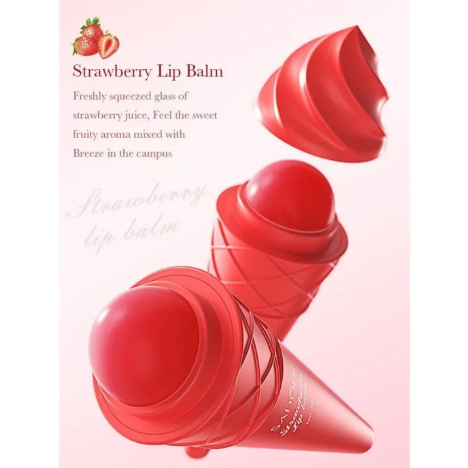 Strawberry Lip Balm Moisturizing Anti Chap Lipstick Hydrating Repair Nourishing Ice Cream Shape Lips Skin Care - Sadoer view 2