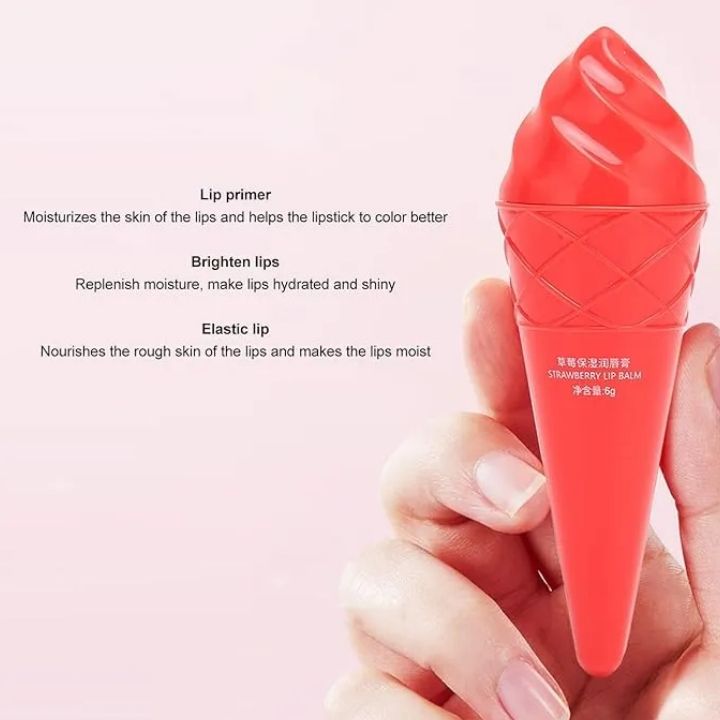 Strawberry Lip Balm Moisturizing Anti Chap Lipstick Hydrating Repair Nourishing Ice Cream Shape Lips Skin Care - Sadoer view 3