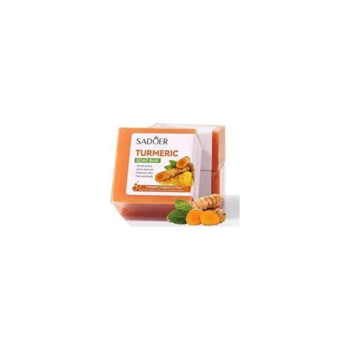 SADOER 3 Pieces Turmeric Face Soap, Sadoer Tumeric SoapLike Vitamin C, Anti Acne Soap, Skin Moisturizing, Deep Cleansing, Acne Removal, Skin Repair Face & Body Tumeric Soap