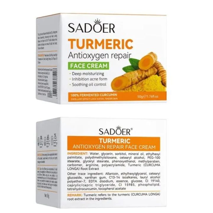 SADOER 2 in 1 Set, Acne Repair Serum with 3% Salicylic Acid Collagen Peptide and Niacinamide, Centella Asiatica + Turmeric Cream Anti-oxygen Tumeric, Can add Vitamin C,Remove Acne, Moisturize, Soothin