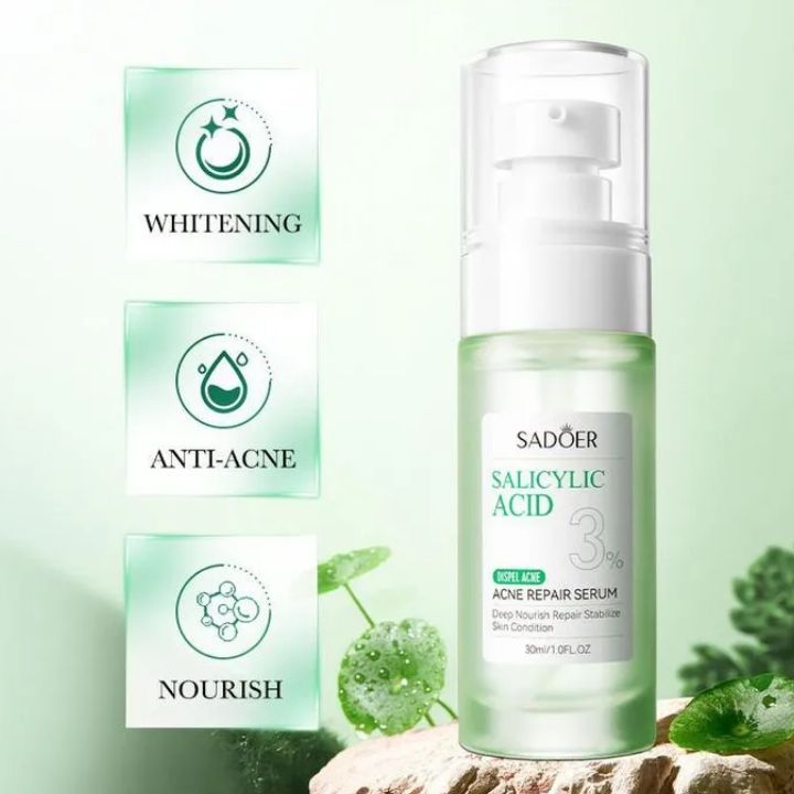 SADOER 2 in 1 Set, Acne Repair Serum with 3% Salicylic Acid Collagen Peptide and Niacinamide, Centella Asiatica + Turmeric Cream Anti-oxygen Tumeric, Can add Vitamin C,Remove Acne, Moisturize, Soothin