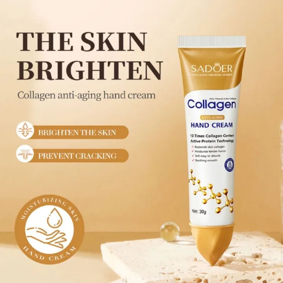 3 IN 1 SADOER Collagen Anti Aging Face Cream + Collagen Hand Cream - Anti Wrinkles And Fine Lines, Intensive hydration, Anti-aging, Brighten skin tone, Acne fade/ repair essence, Contains collagen