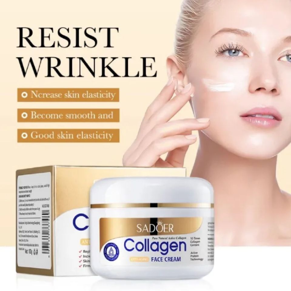 3 IN 1 SADOER Collagen Anti Aging Face Cream + Collagen Hand Cream - Anti Wrinkles And Fine Lines, Intensive hydration, Anti-aging, Brighten skin tone, Acne fade/ repair essence, Contains collagen