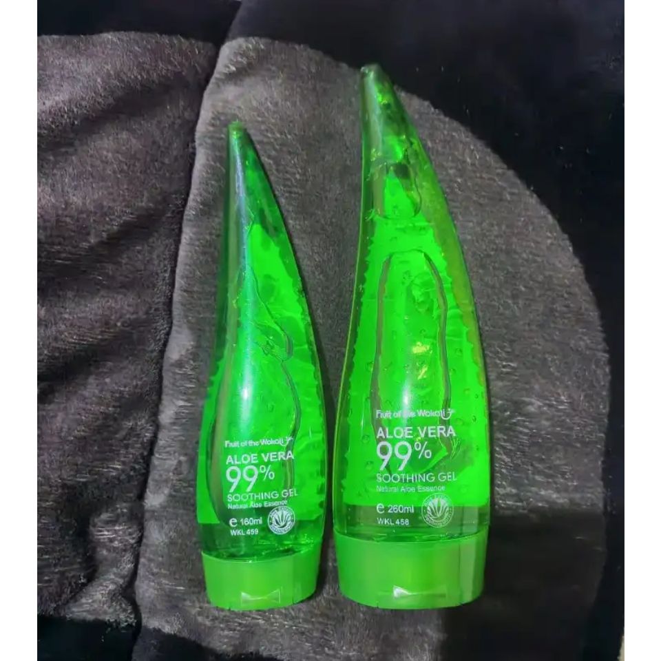 Fruit Of The Wokali Aloe Vera Soothing Gel Sunburn Repair Gel 99% Natural AloeVera Content Treat Sun Burns and Repairs Skin Faster Hydrating and Moisturizing Cream Gel