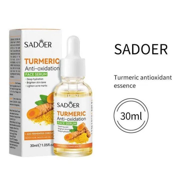 Sadoer Duo Set of Tumeric Anti Oxidation Turmeric Soap Bar + Turmeric Serum Anti Acnes, Like Vitamin C, it is Effective in Acne Removal, Pore Shrinking and Skin Tone Brightening