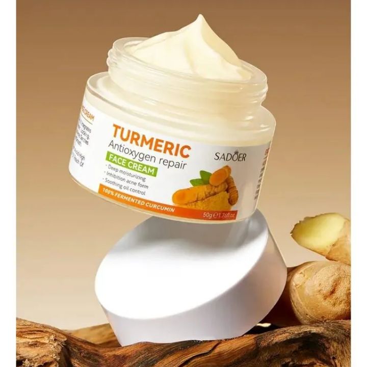 Sadoer Tumeric 3 in 1 Set, Turmeric Anti Acne Cleanser + Turmeric Face Serum + Tumeric Cream, Like Vitamin C, Guarantees Smooth Skin, Prevent Acnes, Control Oil, Remove Dark Spots , Moisturize, Refres