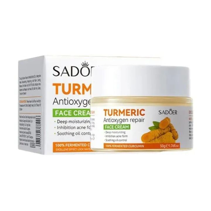 Sadoer Tumeric 3 in 1 Set, Turmeric Anti Acne Cleanser + Turmeric Face Serum + Tumeric Cream, Like Vitamin C, Guarantees Smooth Skin, Prevent Acnes, Control Oil, Remove Dark Spots , Moisturize, Refres