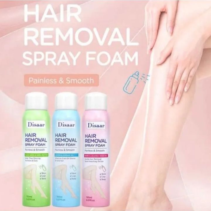 Disaar Hair Removal Spray Foam Painless & Smooth Depilatory Effective On Legs, Hands, Bikini, Armpit with Rose Jojoba Seed Oil, Lemon Argan Oil, Aloe Vera Shea Butter