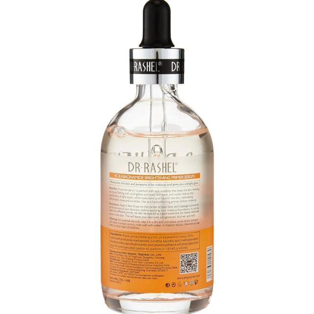 Dr. Rashel Vitamin C & Niacinamide Brightening Primer Serum Moisturizes Skin Refines Pores Controls Oil Brightens and Evens Out Skin Tone Personal Care Face Care