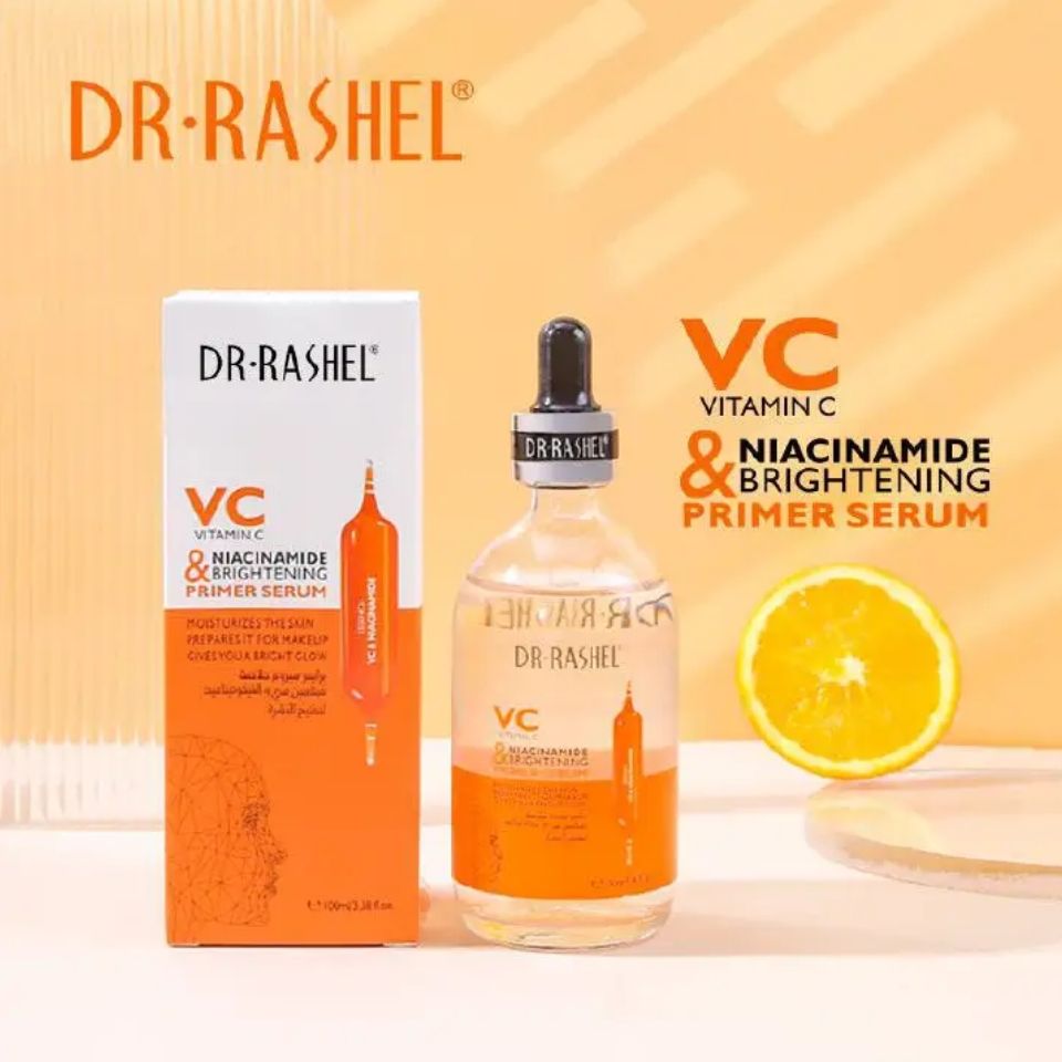 Dr. Rashel Vitamin C & Niacinamide Brightening Primer Serum Moisturizes Skin Refines Pores Controls Oil Brightens and Evens Out Skin Tone Personal Care Face Care