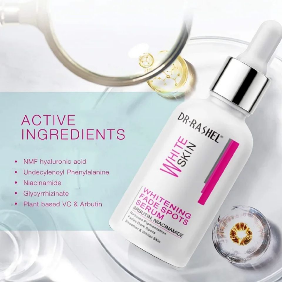 Dr. Rashel White Skin Whitening Fade Spots Serum with Arbutin, Niacinamide Reduces Pigmentation Fades Dark Spots