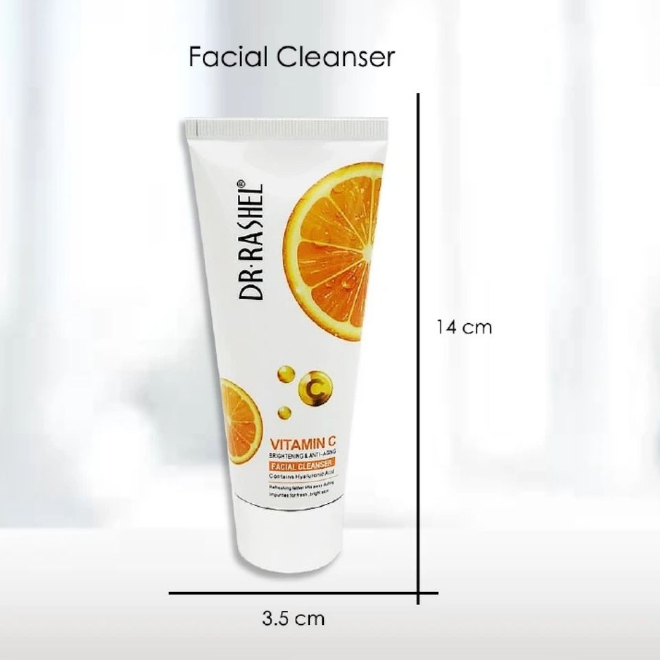 3 Pack Set Dr. Rashel Vitamin C Face Cleanser, Serum and Cream Fade Sun Spots & Discoloration Refine Skin Texture Reduce Wrinkle Formation and Minimize Existing Wrinkles