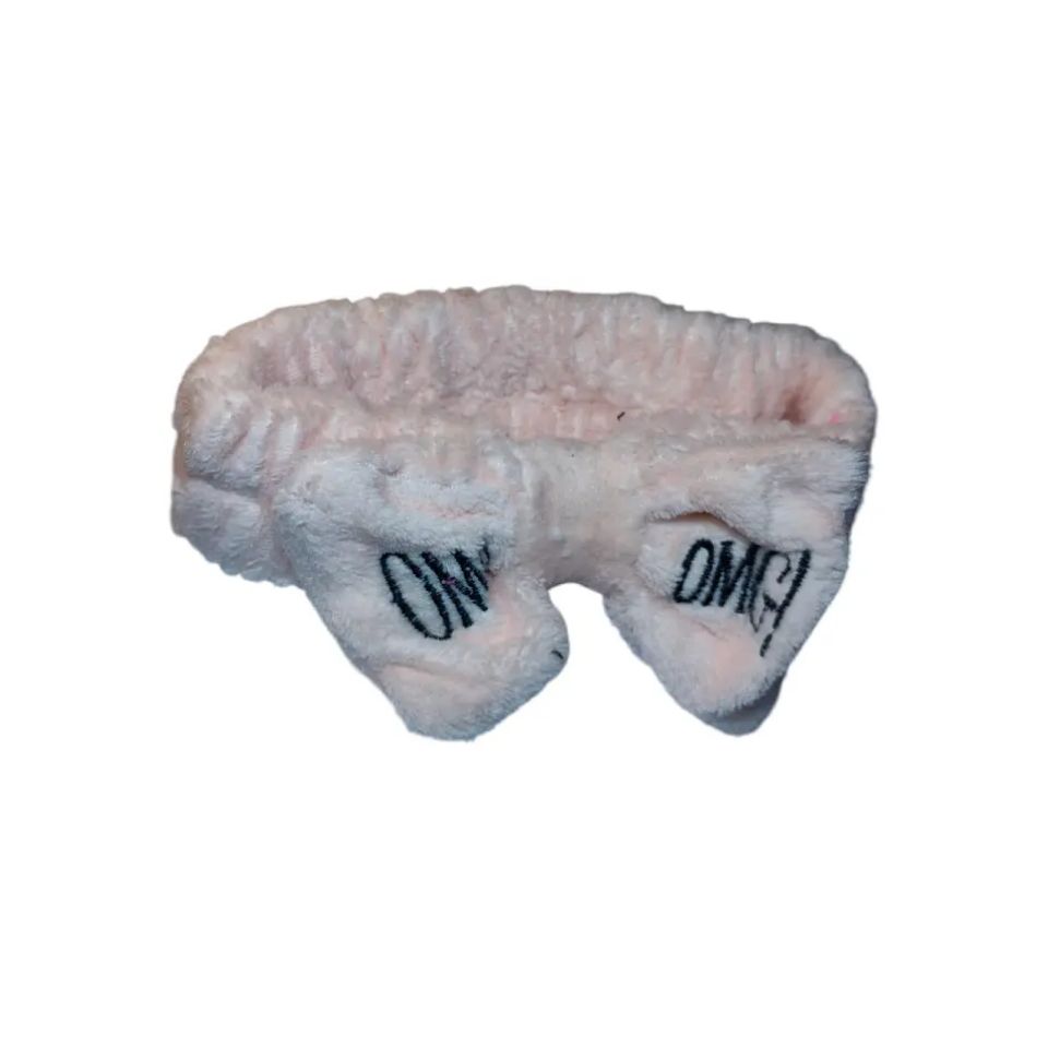 OMG Stretchy Velvet Bow Makeup Headband – Soft Spa Facial Hairband for Skincare, Cleansing, Face Wash & Beauty Prep