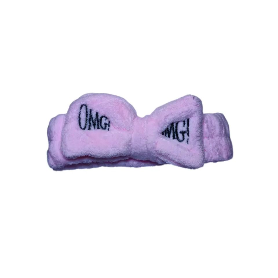 OMG Stretchy Velvet Bow Makeup Headband – Soft Spa Facial Hairband for Skincare, Cleansing, Face Wash & Beauty Prep