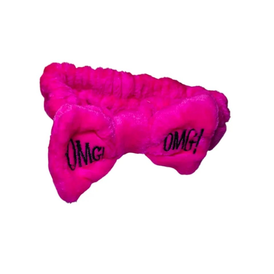 OMG Stretchy Velvet Bow Makeup Headband – Soft Spa Facial Hairband for Skincare, Cleansing, Face Wash & Beauty Prep