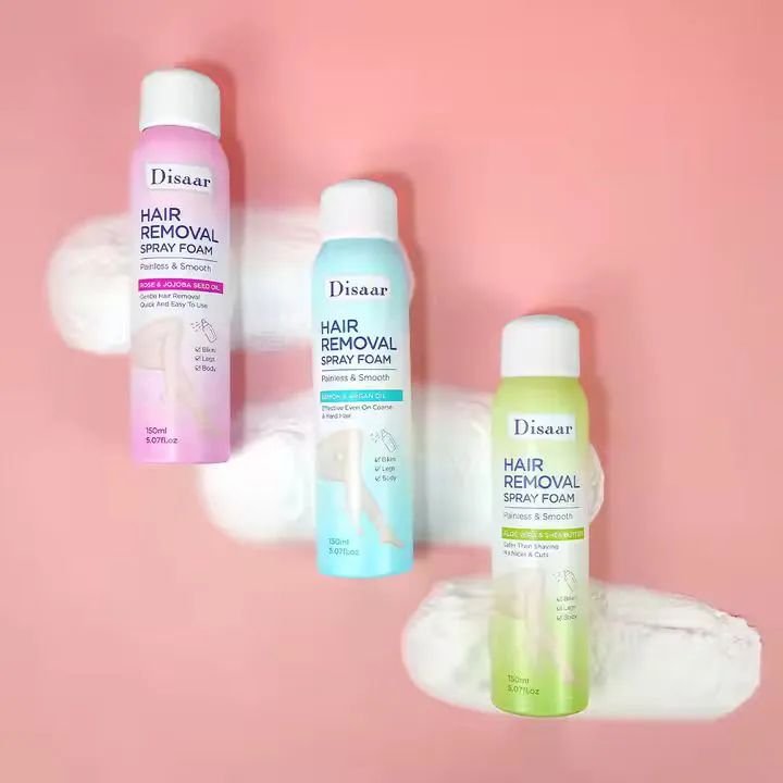 Disaar Hair Removal Spray Foam Painless & Smooth Depilatory Effective On Legs, Hands, Bikini, Armpit with Rose Jojoba Seed Oil, Lemon Argan Oil, Aloe Vera Shea Butter