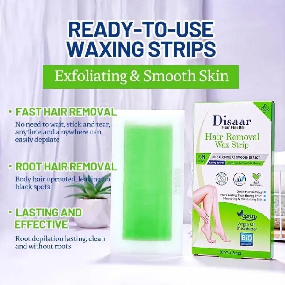 Disaar 20 Strips/Set Exquisite Girl Hair Removal Wax Strip, Exfoliating & Smooth Skin, Quick Hair Removal More Lasting than Shaving Effect Depilatory Wax paper-1 Set, Armpit, Lip, Body and Versatile.