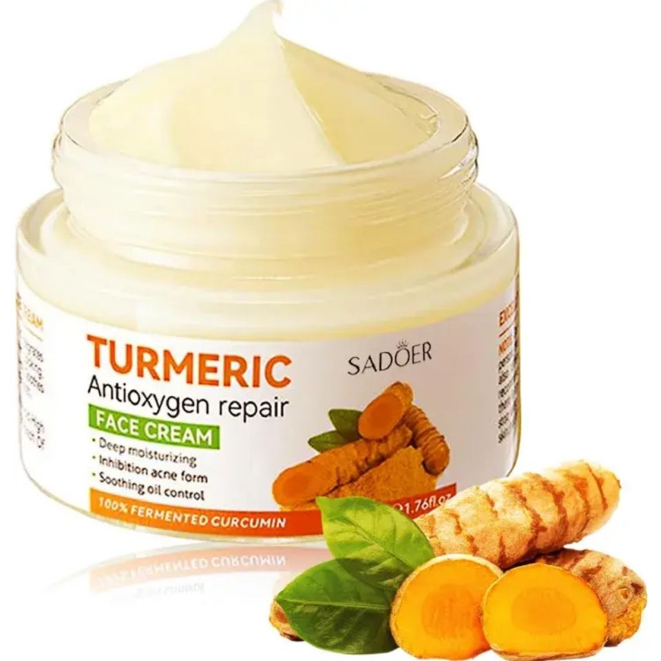 5 in 1 Sadoer Turmeric Set, Tumeric Cleanser + Face Serum +Face Toner + Face Cream + Tumeric Soap, with unparelled Vitamin C capabilities, Helps in Preven Acne, Sooth, Hydrate, Lighjten Acne Marks