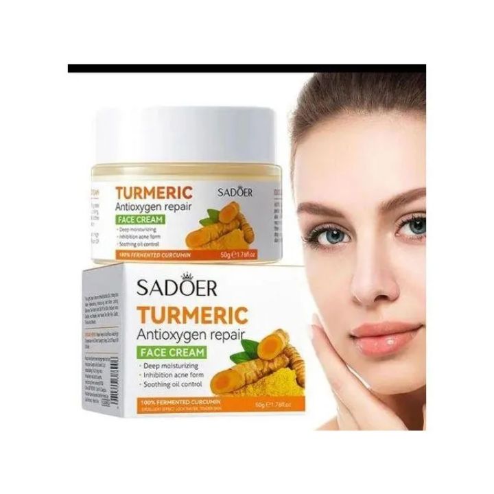 5 in 1 Sadoer Turmeric Set, Tumeric Cleanser + Face Serum +Face Toner + Face Cream + Tumeric Soap, with unparelled Vitamin C capabilities, Helps in Preven Acne, Sooth, Hydrate, Lighjten Acne Marks