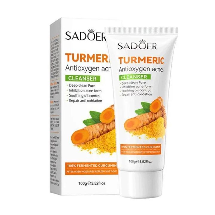 5 in 1 Sadoer Turmeric Set, Tumeric Cleanser + Face Serum +Face Toner + Face Cream + Tumeric Soap, with unparelled Vitamin C capabilities, Helps in Preven Acne, Sooth, Hydrate, Lighjten Acne Marks