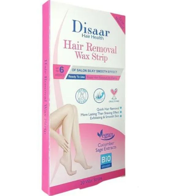 Disaar HAIR REMOVAL WAX STRIPS Skin Normal Quick Lasts 6 Weeks CUCUMBER SAGE EXTRACTS VEGAN Ready to Use jm