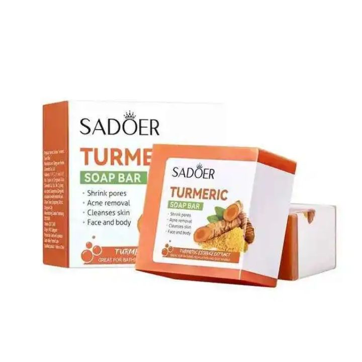 SADOER 2 Pieces Turmeric Face Soap, Sadoer Tumeric SoapLike Vitamin C, Anti Acne Soap, Skin Moisturizing, Deep Cleansing, Acne Removal, Skin Repair Face & Body Tumeric Soap