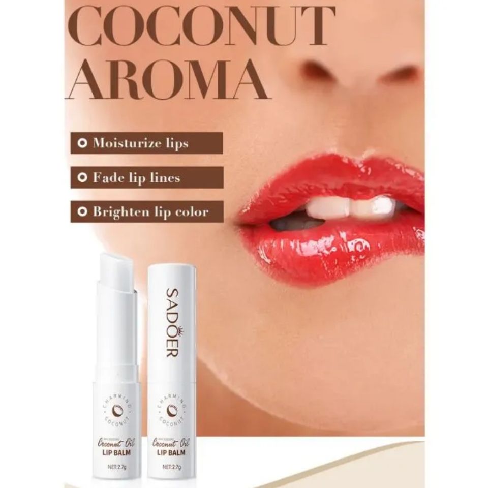 SADOER Coconut Brightening Lip Balm Moisturizing Anti Cracking Hydrating Repair Nourishing Soothing Lipstick gloss Lips Skin Care Products lipbalm