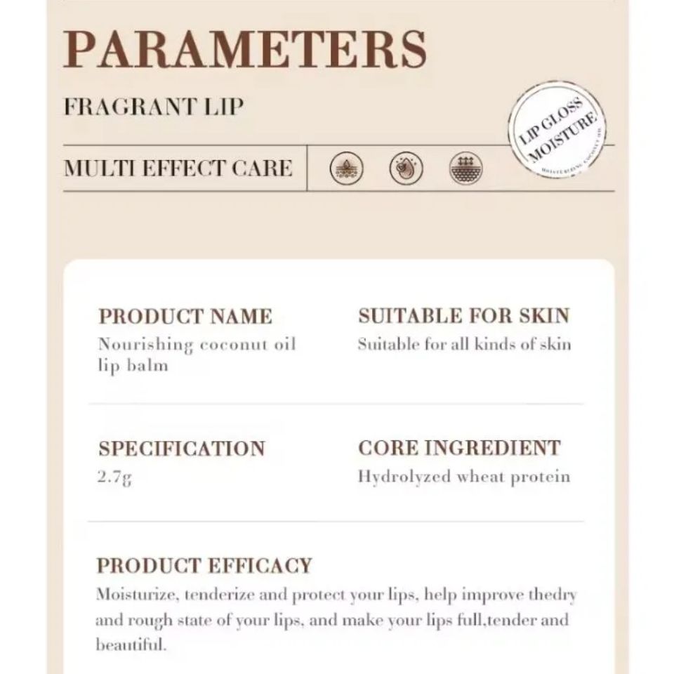 SADOER Coconut Brightening Lip Balm Moisturizing Anti Cracking Hydrating Repair Nourishing Soothing Lipstick gloss Lips Skin Care Products lipbalm