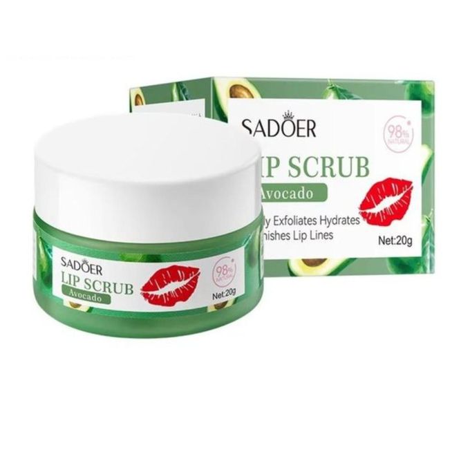 SADOER Avocado Lip Scrub, Removes Dead Skin, Moisturizes, Brightens Lip Color, Soft Pink Lips, Fruit Series