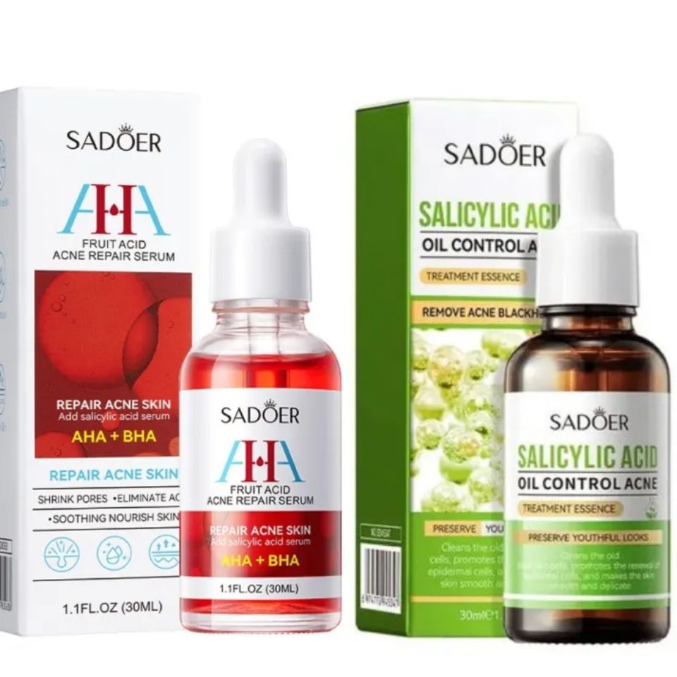 2 Pieces, Acne Repair Salicylic Acid AHA BHA Serum + Salicylic Acid Acne Treatment Essence Like Vitamin C, Face Moisturizing, Face Brightening, Anti wrinkles, Anti Aging, Removes acne, Treat Pimples