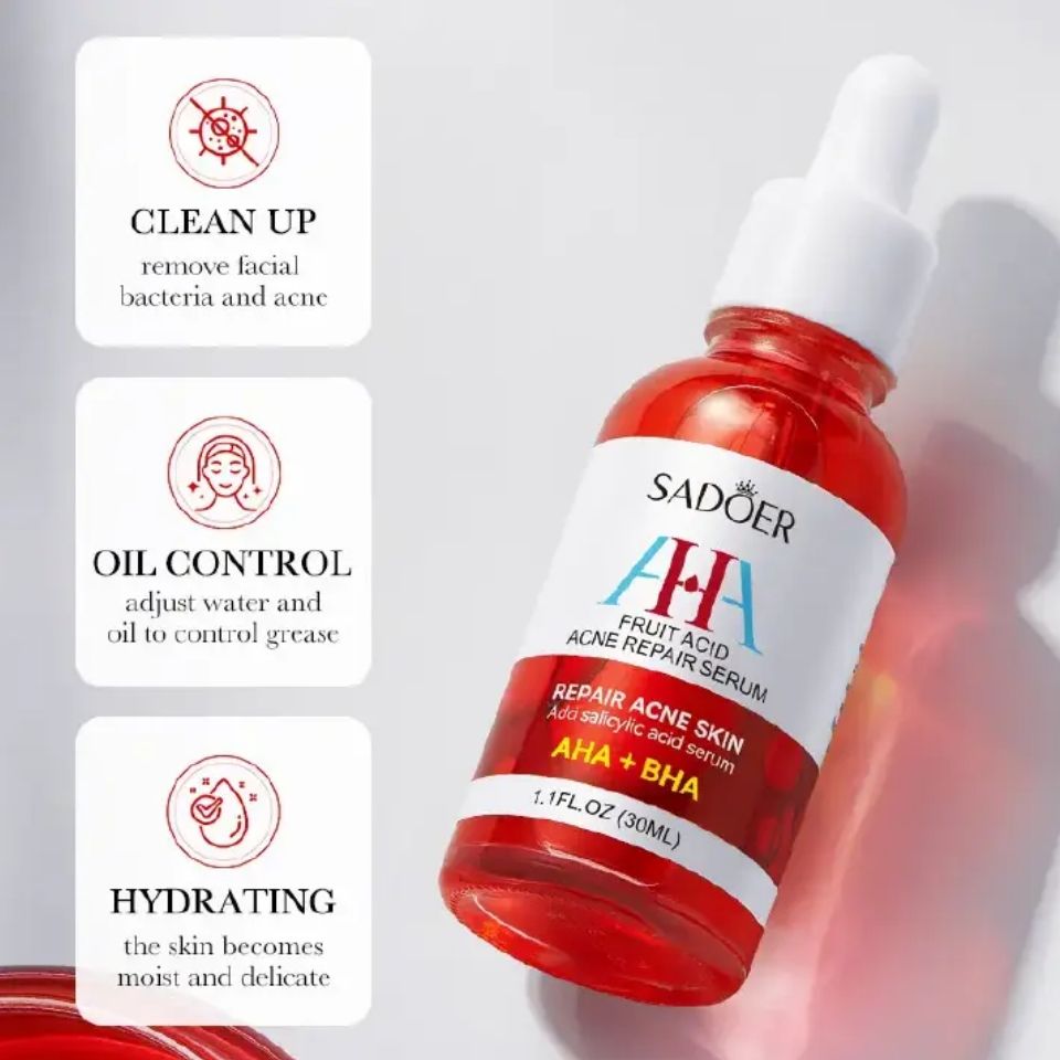 2 Pieces, Acne Repair Salicylic Acid AHA BHA Serum + Salicylic Acid Acne Treatment Essence Like Vitamin C, Face Moisturizing, Face Brightening, Anti wrinkles, Anti Aging, Removes acne, Treat Pimples