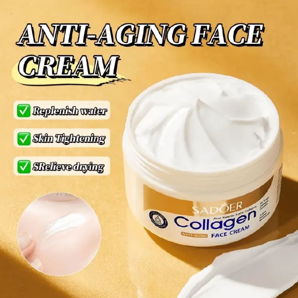 Sadoer Collagen 4 Pieces, Collagen Anti Aging Serum + Anti Aging Cream + Anti Aging Facial Cleanser + Cleansing Soap, Can add Vitramin C to the Routine, For Antiwrinkles, Moisturizing, soothing