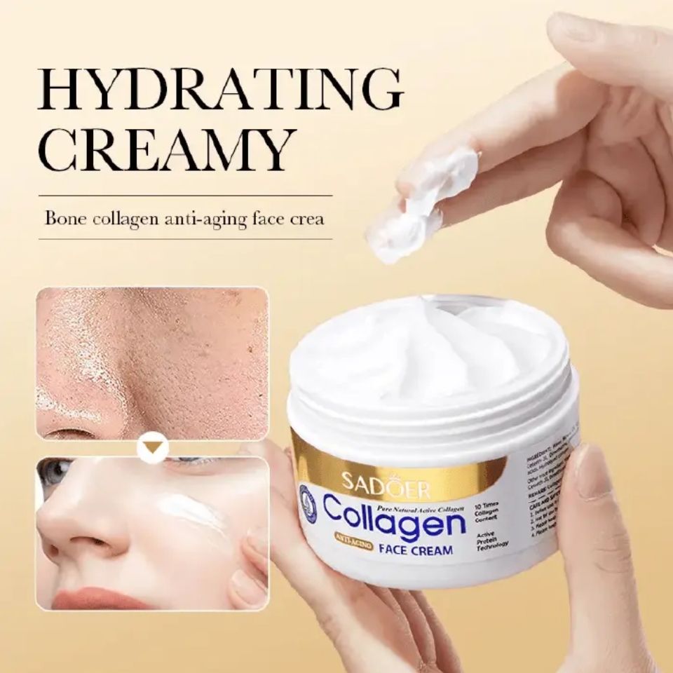 Sadoer Collagen 4 Pieces, Collagen Anti Aging Serum + Anti Aging Cream + Anti Aging Facial Cleanser + Cleansing Soap, Can add Vitramin C to the Routine, For Antiwrinkles, Moisturizing, soothing