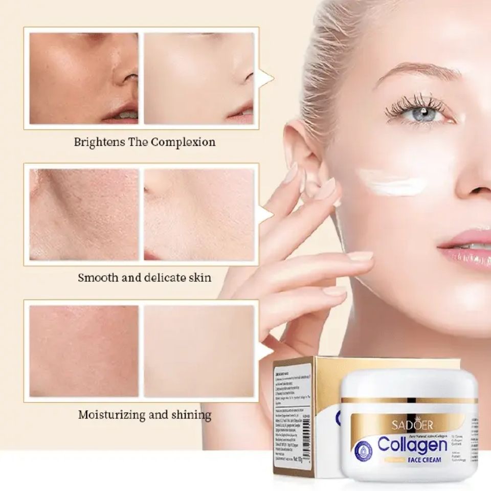 Sadoer Collagen 4 Pieces, Collagen Anti Aging Serum + Anti Aging Cream + Anti Aging Facial Cleanser + Cleansing Soap, Can add Vitramin C to the Routine, For Antiwrinkles, Moisturizing, soothing
