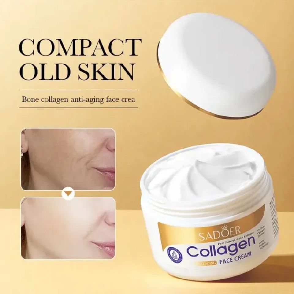 Sadoer Collagen 4 Pieces, Collagen Anti Aging Serum + Anti Aging Cream + Anti Aging Facial Cleanser + Cleansing Soap, Can add Vitramin C to the Routine, For Antiwrinkles, Moisturizing, soothing