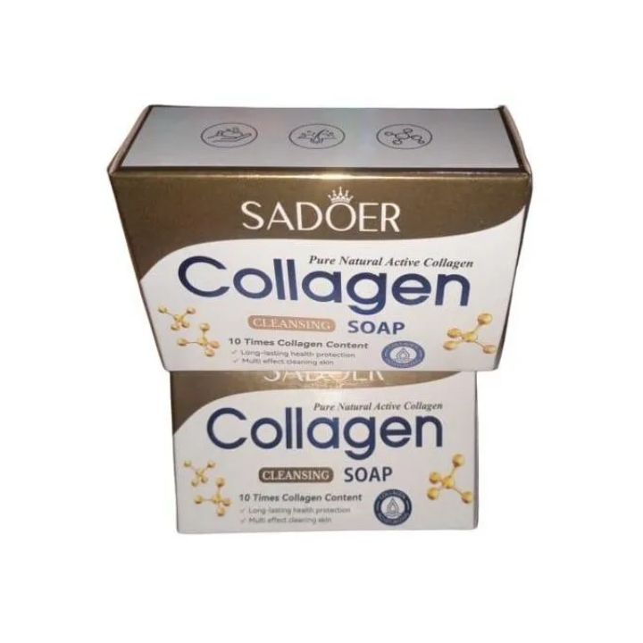 Sadoer Collagen 4 Pieces, Collagen Anti Aging Serum + Anti Aging Cream + Anti Aging Facial Cleanser + Cleansing Soap, Can add Vitramin C to the Routine, For Antiwrinkles, Moisturizing, soothing
