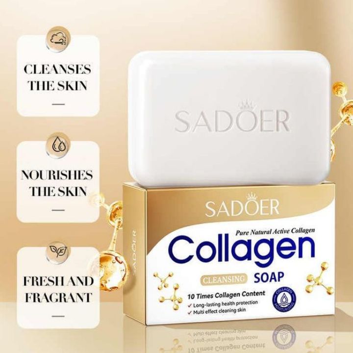 Sadoer Collagen 4 Pieces, Collagen Anti Aging Serum + Anti Aging Cream + Anti Aging Facial Cleanser + Cleansing Soap, Can add Vitramin C to the Routine, For Antiwrinkles, Moisturizing, soothing