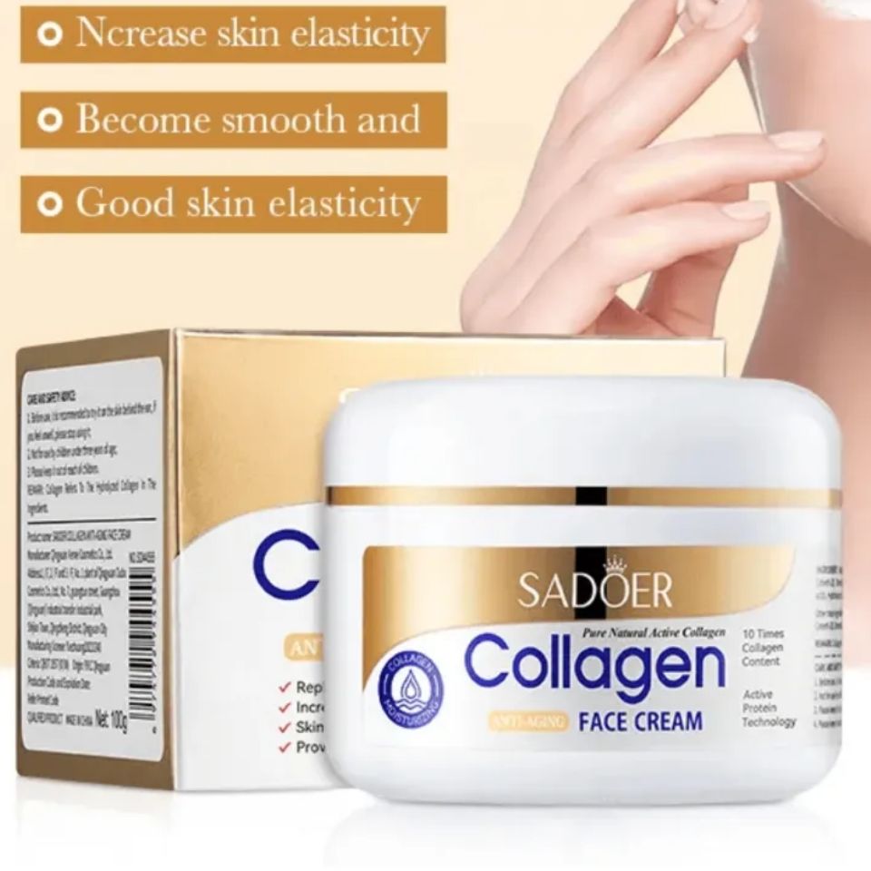 Sadoer Collagen 4 Pieces, Collagen Anti Aging Serum + Anti Aging Cream + Anti Aging Facial Cleanser + Cleansing Soap, Can add Vitramin C to the Routine, For Antiwrinkles, Moisturizing, soothing